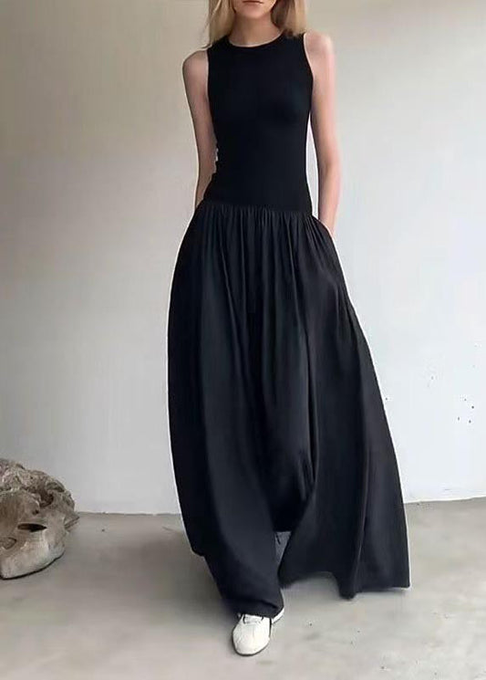 Ärmellose Robe Schwarz Silm Italienische Kleider Patchwork