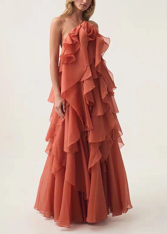 Italienisches blaues Spaghettiträger-Chiffonkleid mit rückenfreiem Schnitt