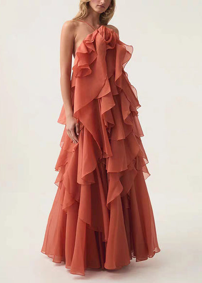 Italienisches blaues Spaghettiträger-Chiffonkleid mit rückenfreiem Schnitt