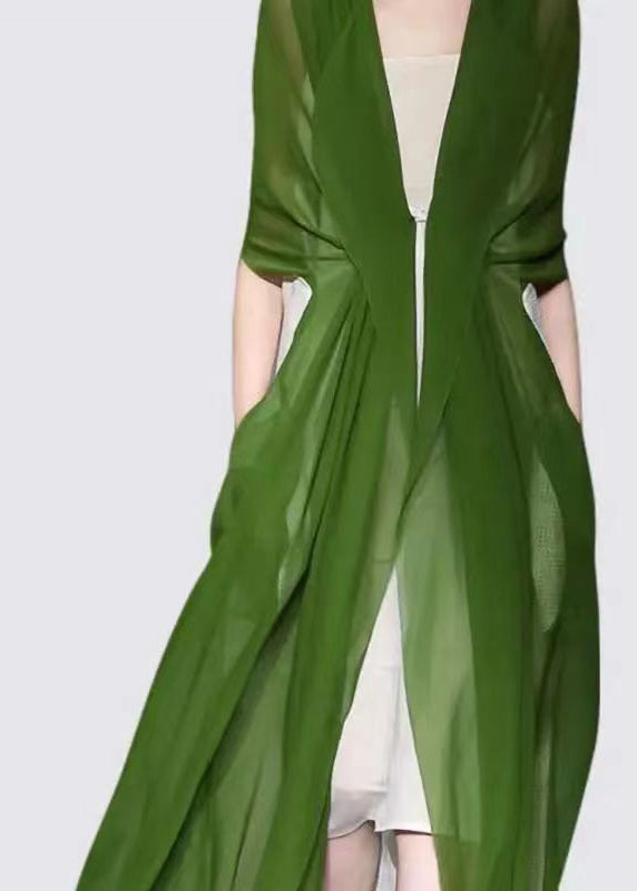 Italian Elegant Green Silk Dress Long Sleeves EE1029