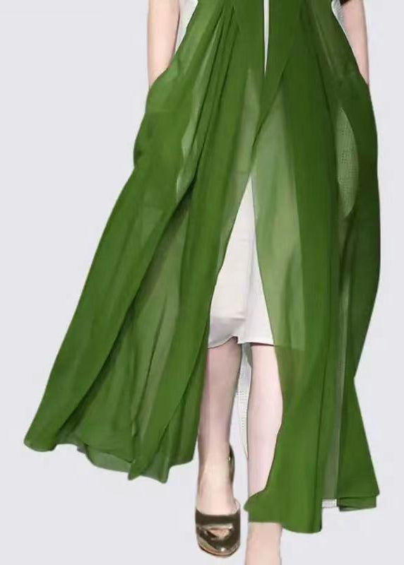 Italian Elegant Green Silk Dress Long Sleeves EE1029