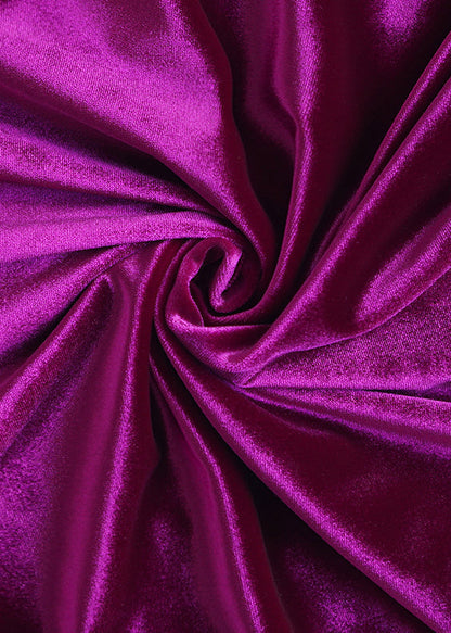 Robe longue en velours froissé violet italien à fermeture éclair et manches papillon AM1036