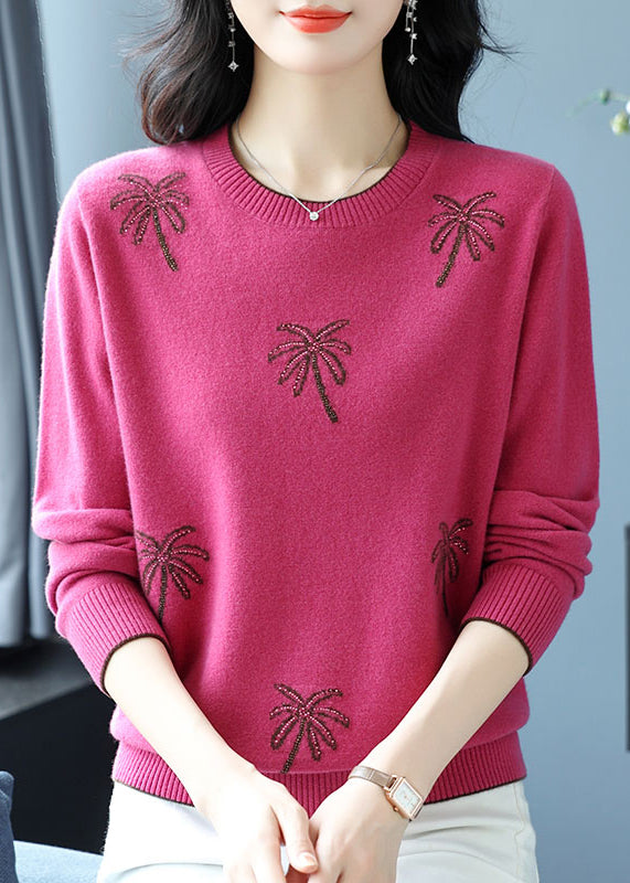 Italienische gelbe O-Ausschnitt Jacquard Zirkon Wollpullover Winter RL029