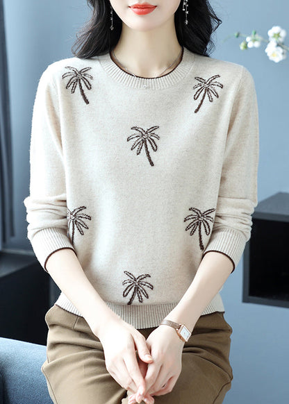 Italienische gelbe O-Ausschnitt Jacquard Zirkon Wollpullover Winter RL029