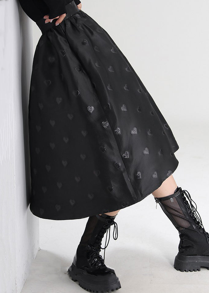 Jacquard Black Zippered High Waist Cotton Skirts Spring Ada Fashion