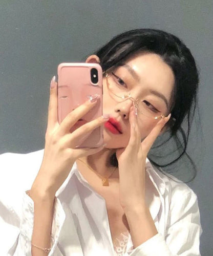 Japanese Cute Black Half Frame Glasses Without Lenses XS1091