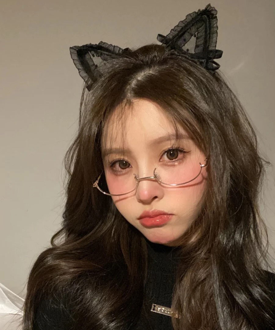 Japanese Cute Black Half Frame Glasses Without Lenses XS1091