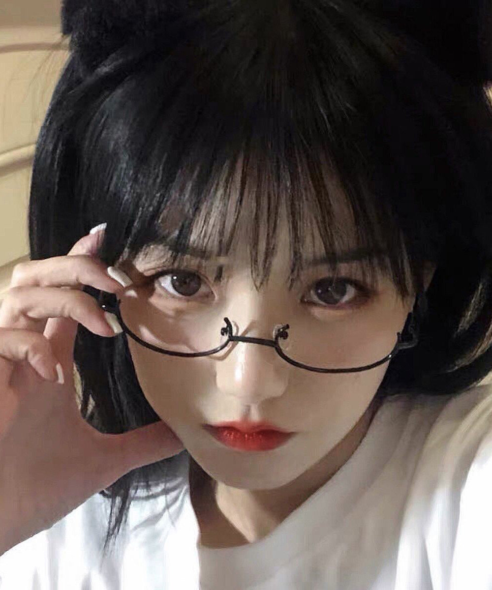 Japanese Cute Black Half Frame Glasses Without Lenses XS1091