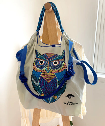 Sac de courses de grande capacité avec hibou brodé de style japonais 2024 SX1009