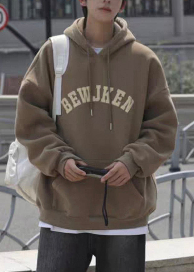 Khaki Buchstaben Taschen Baumwolle Herren Sweatshirts Mit Kapuze Frühling YQ032