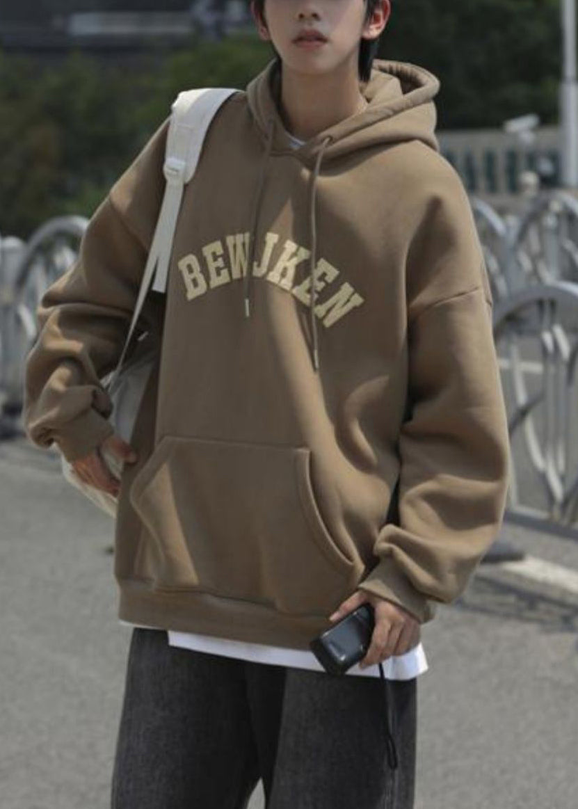 Khaki Buchstaben Taschen Baumwolle Herren Sweatshirts Mit Kapuze Frühling YQ032