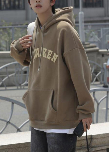 Khaki Buchstaben Taschen Baumwolle Herren Sweatshirts Mit Kapuze Frühling YQ032
