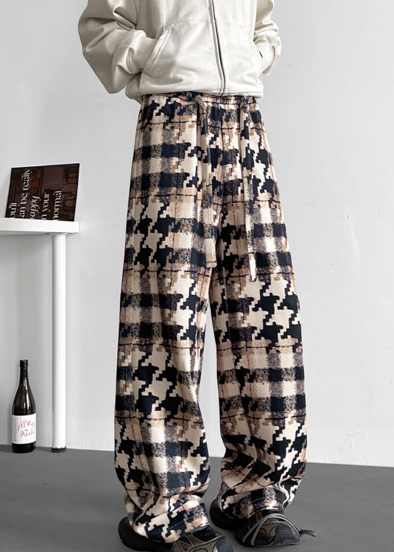 Elastische Taille Taschen Baumwolle Khaki Männer Hosen Plaid