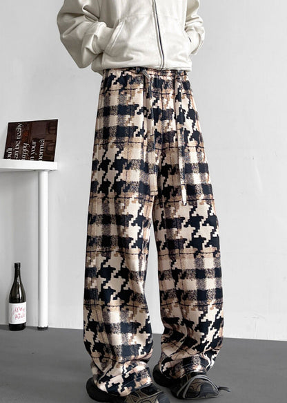 Elastische Taille Taschen Baumwolle Khaki Männer Hosen Plaid