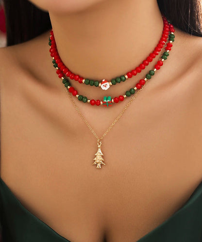 Korean Cute Red And Green Crystal Beaded Clavicle Necklace Fashion RA030