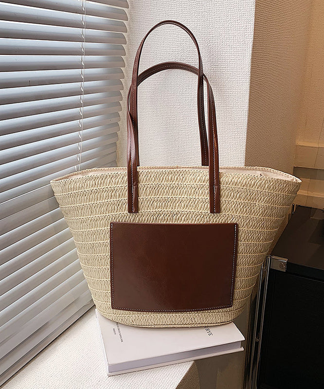 Korean Versatile Large Capacity Straw Woven Satchel Bag Handbag HJ1048