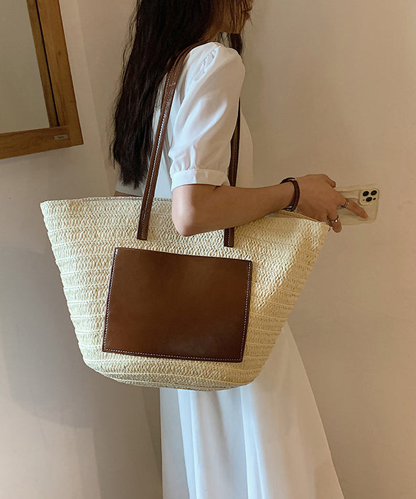 Korean Versatile Large Capacity Straw Woven Satchel Bag Handbag HJ1048