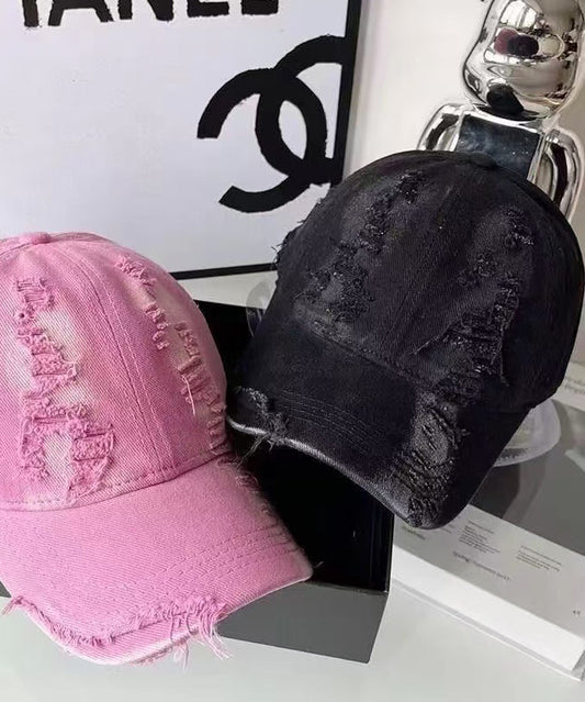 Cap Version Gradient Ripped Korean Pink Versatile Baseball Hat