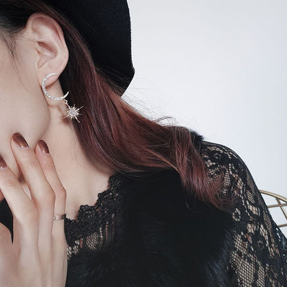 Star and Drop Moon Earring Rhinestone