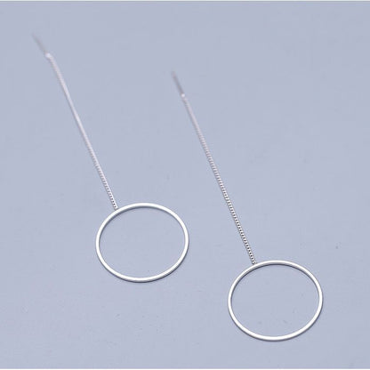 Silver Drop Hoop Earring 925 Sterling