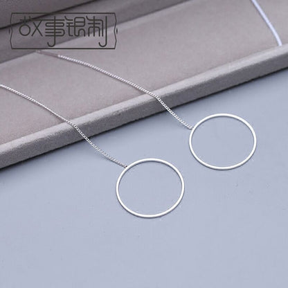 Silver Drop Hoop Earring 925 Sterling