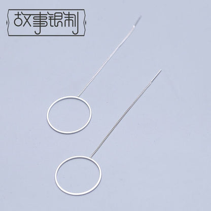 Silver Drop Hoop Earring 925 Sterling
