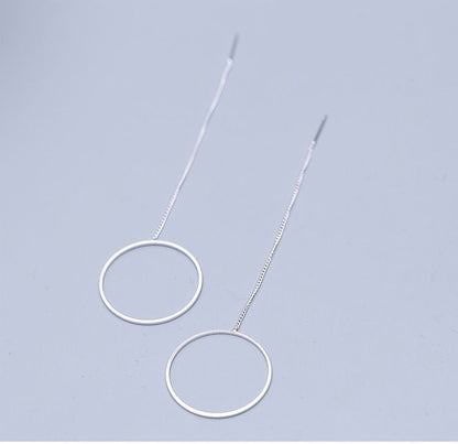 Silver Drop Hoop Earring 925 Sterling