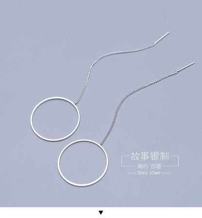 Silver Drop Hoop Earring 925 Sterling