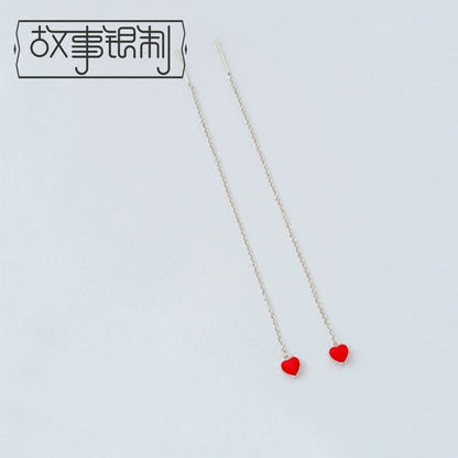 Silver Sterling Earring Heart 925 Drop