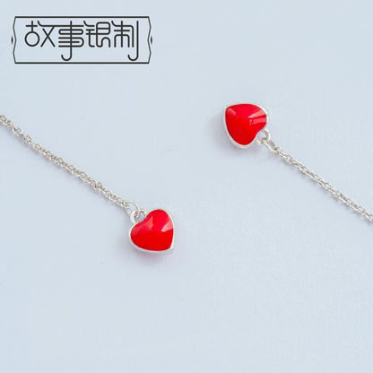 Silver Sterling Earring Heart 925 Drop