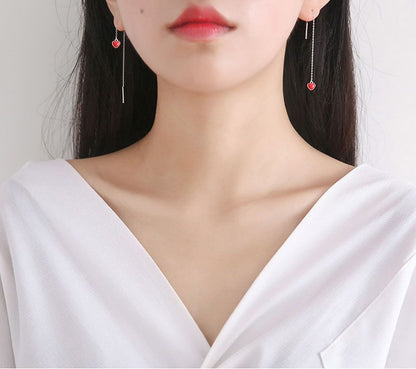 Silver Sterling Earring Heart 925 Drop