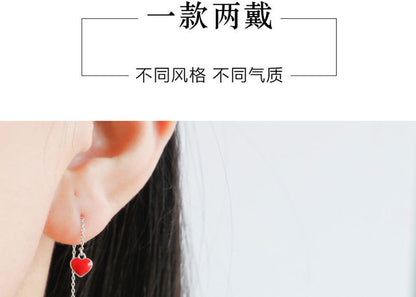 Silver Sterling Earring Heart 925 Drop