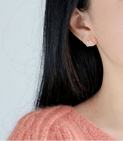 925 Silver Sterling Bicycle Earring
