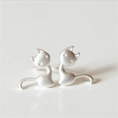 Cat Earring 925 Silver Sterling