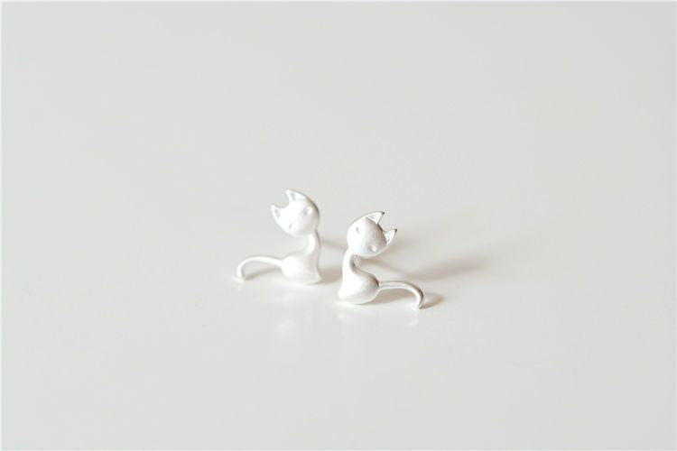 Cat Earring 925 Silver Sterling