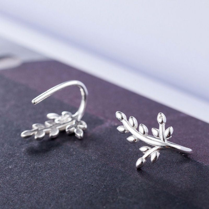 Silver 925 Sterling Leaf Earring