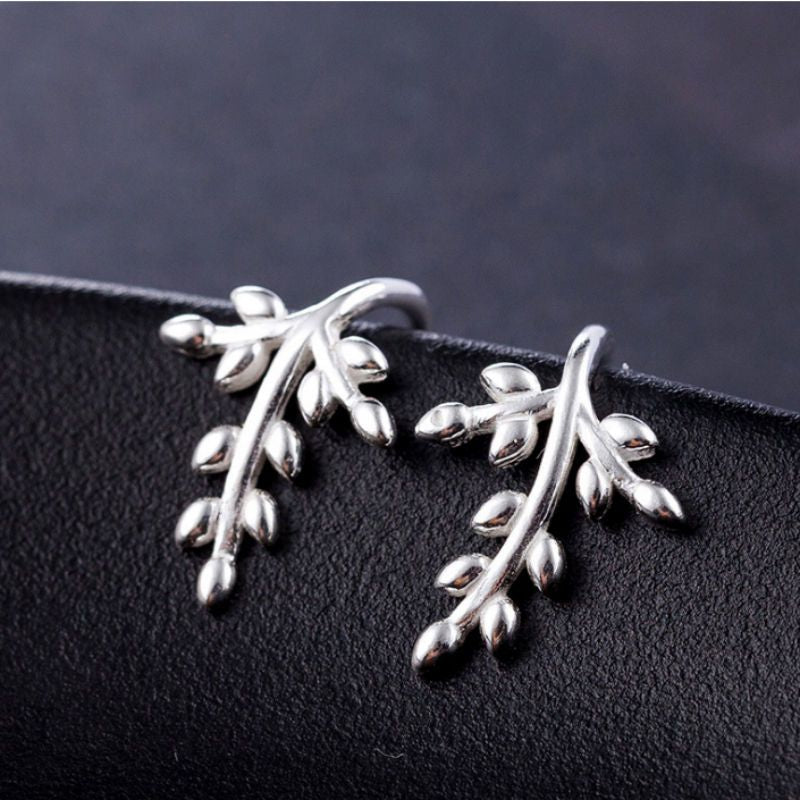 Silver 925 Sterling Leaf Earring