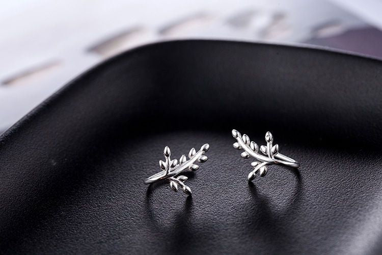 Silver 925 Sterling Leaf Earring