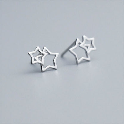 Earring Sterling 925 Silver Double Star