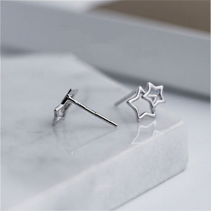 Earring Sterling 925 Silver Double Star