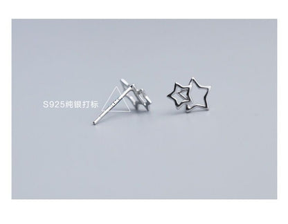 Earring Sterling 925 Silver Double Star
