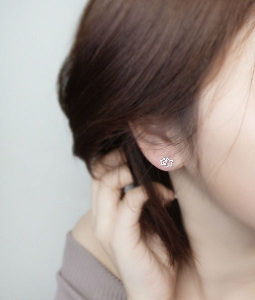 Earring Sterling 925 Silver Double Star
