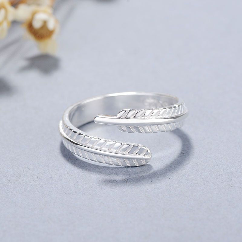 925 Ring Silver Sterling Open Feather