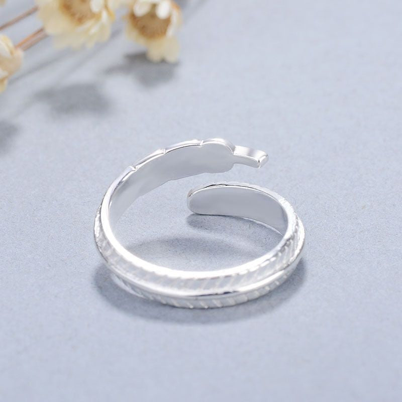 925 Ring Silver Sterling Open Feather