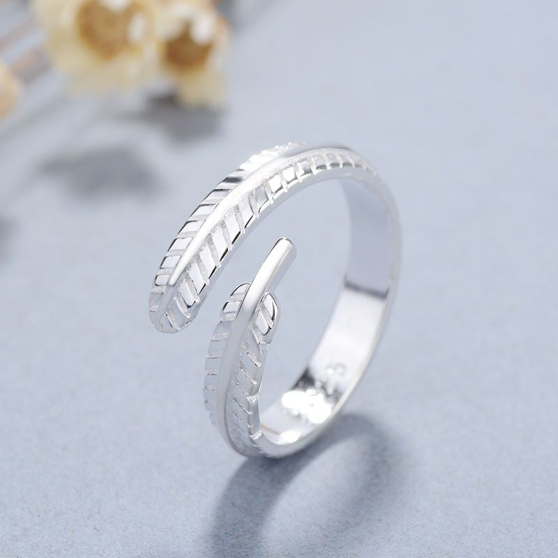 925 Ring Silver Sterling Open Feather