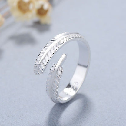 925 Ring Silver Sterling Open Feather