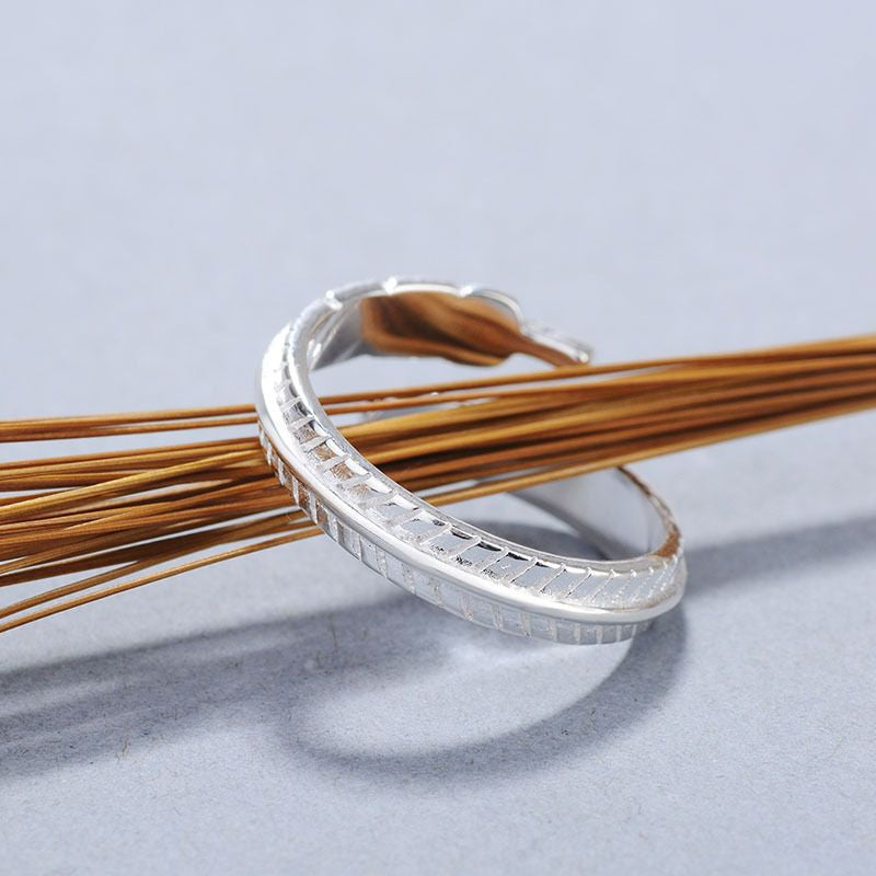925 Ring Silver Sterling Open Feather