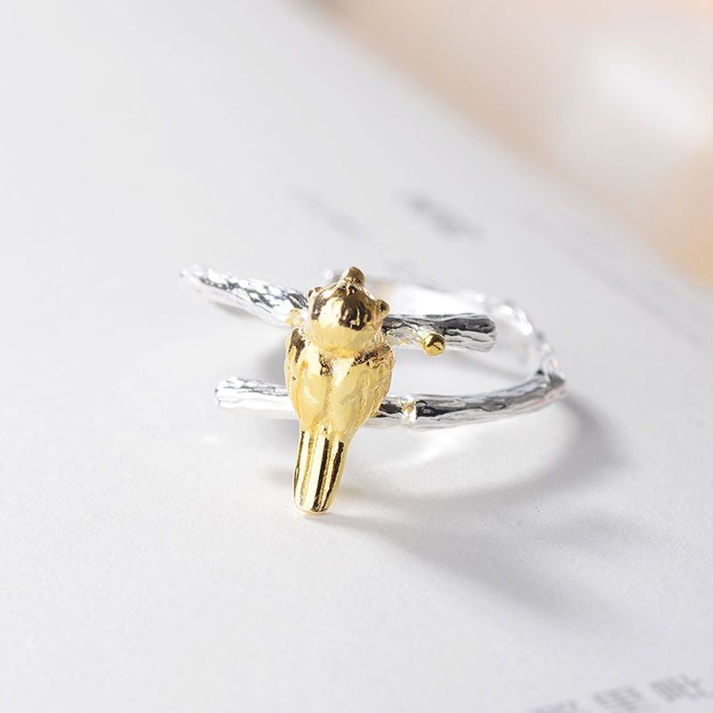 925 Plated Ring Gold Silver Open Bird Sterling