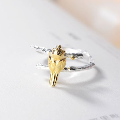 925 Plated Ring Gold Silver Open Bird Sterling