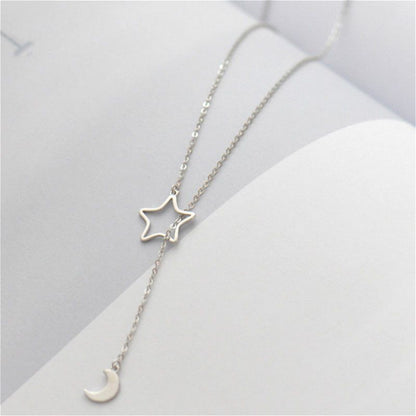 Silver Moon and Sterling Pendant 925 Necklace Star